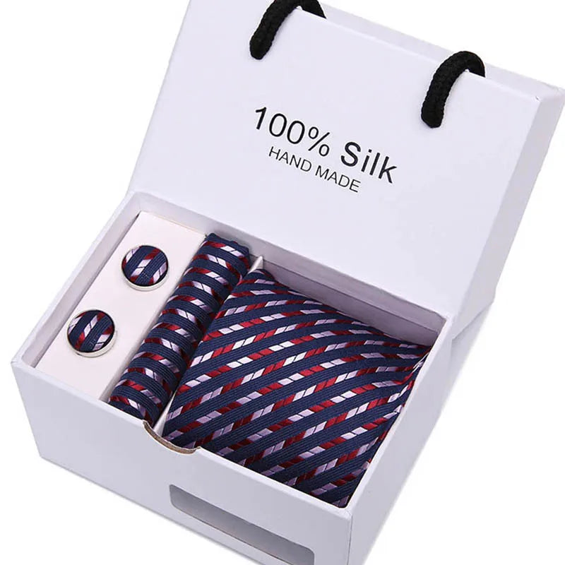 Conjunto de Gravata Listrada de Seda Lorennzi 6