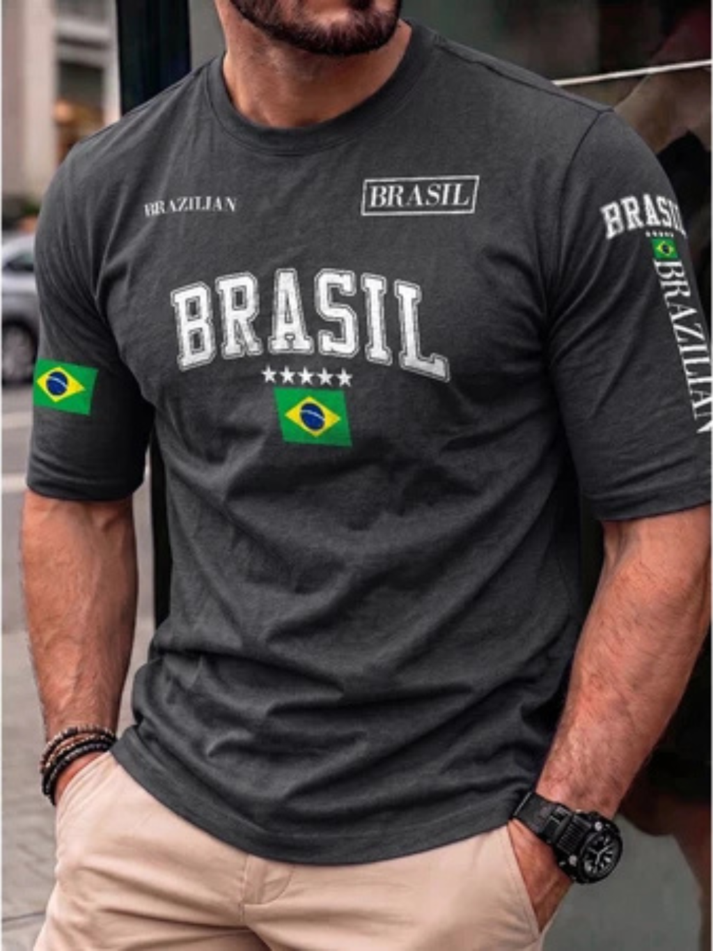 Camiseta Masculina Brasil Brazilian 100% Algodão Estilo Street Wear Plus Size