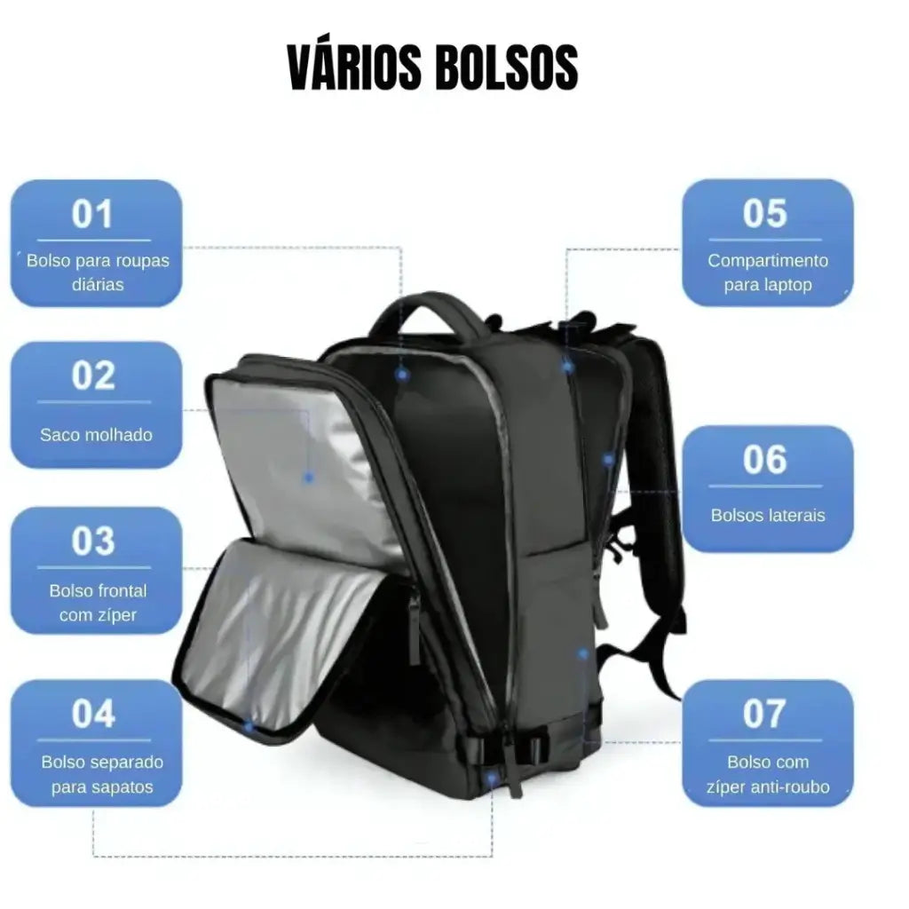 Mochila Executiva 50L Impermeável Pack Lorennzi 6