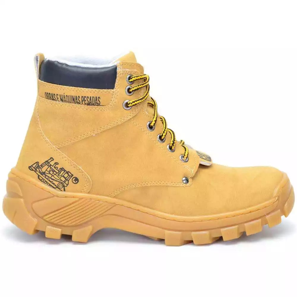 Bota Coturno Caterpillar Masculina Casual Bege Cano Alto Material Sintético Solado Antiderrapante