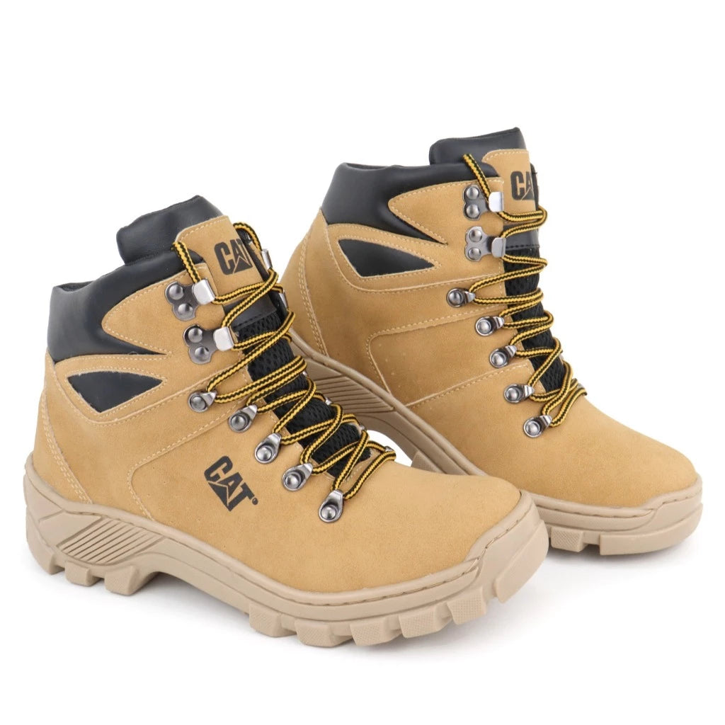 Bota Coturno Caterpillar Arizona Masculina Casual Couro Ecológico Cano Alto Solado Antiderrapante