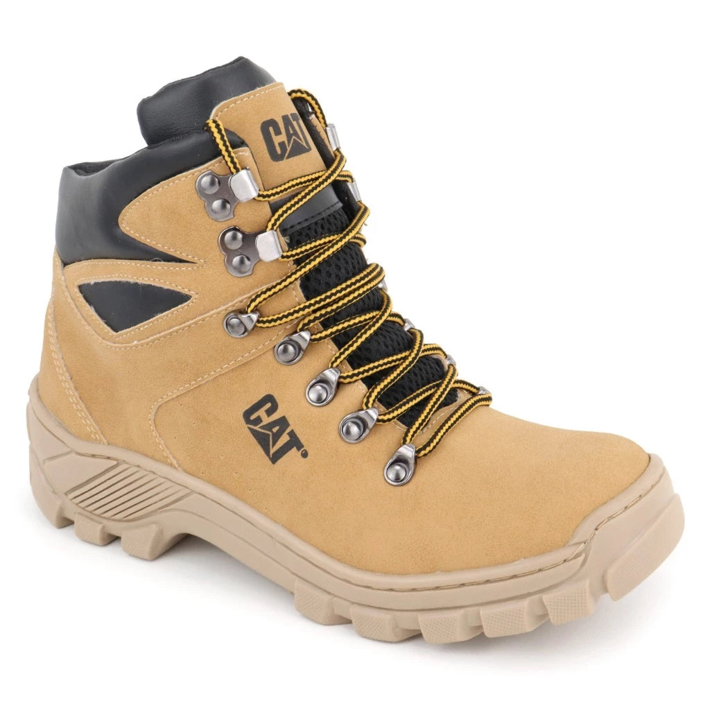 Bota Coturno Caterpillar Arizona Masculina Casual Couro Ecológico Cano Alto Solado Antiderrapante