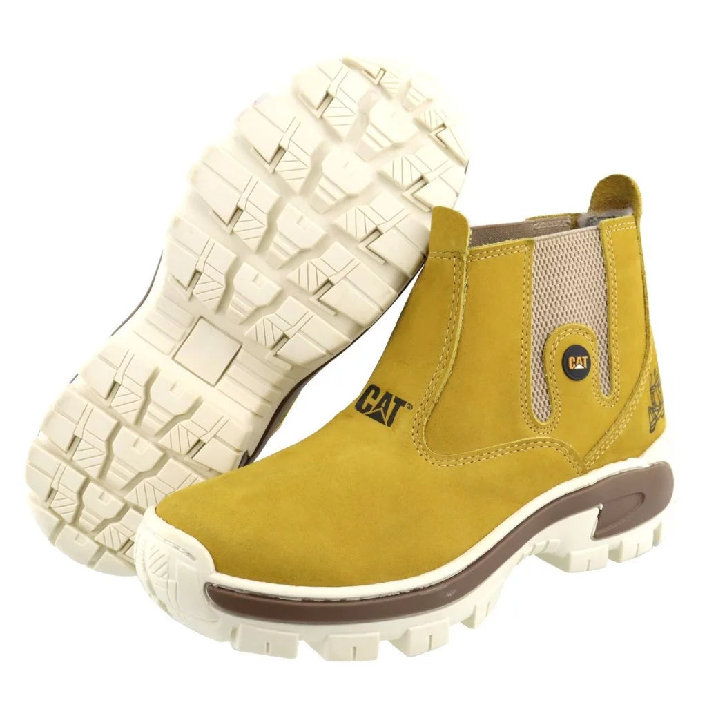 Bota Chelsea Caterpillar Adventure Masculina Preta Couro Legítimo Solado Antiderrapante