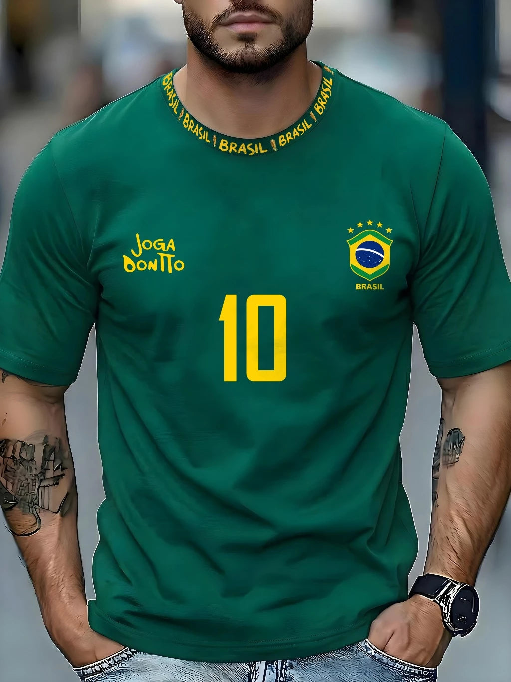 Camiseta Masculina Brasil 10 Street Wear Esportiva 100% algodão Plus Size