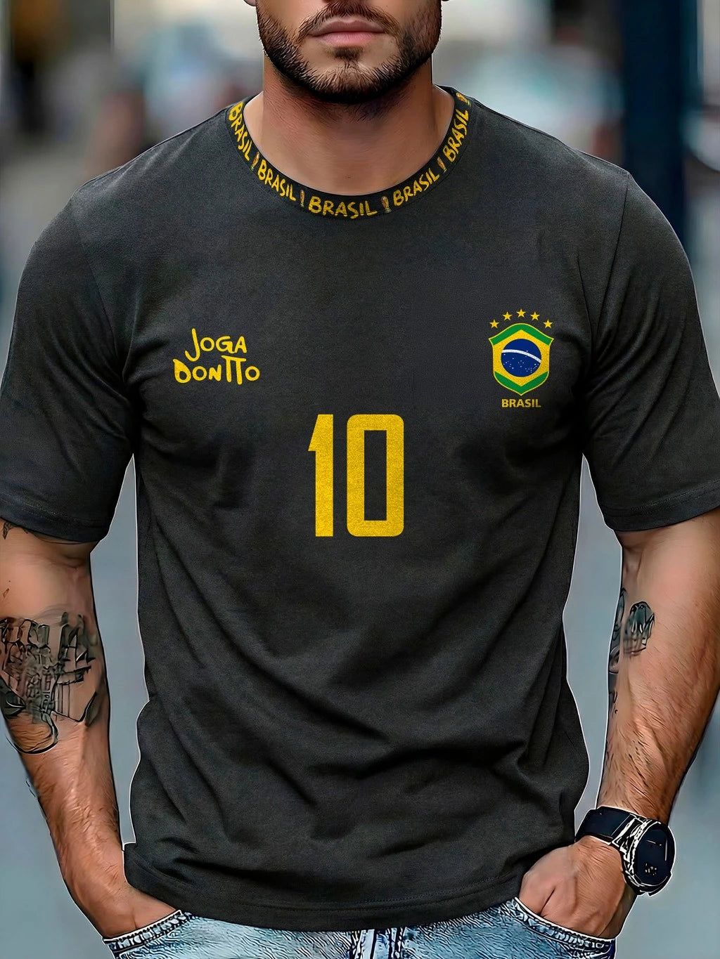 Camiseta Masculina Brasil 10 Street Wear Esportiva 100% algodão Plus Size