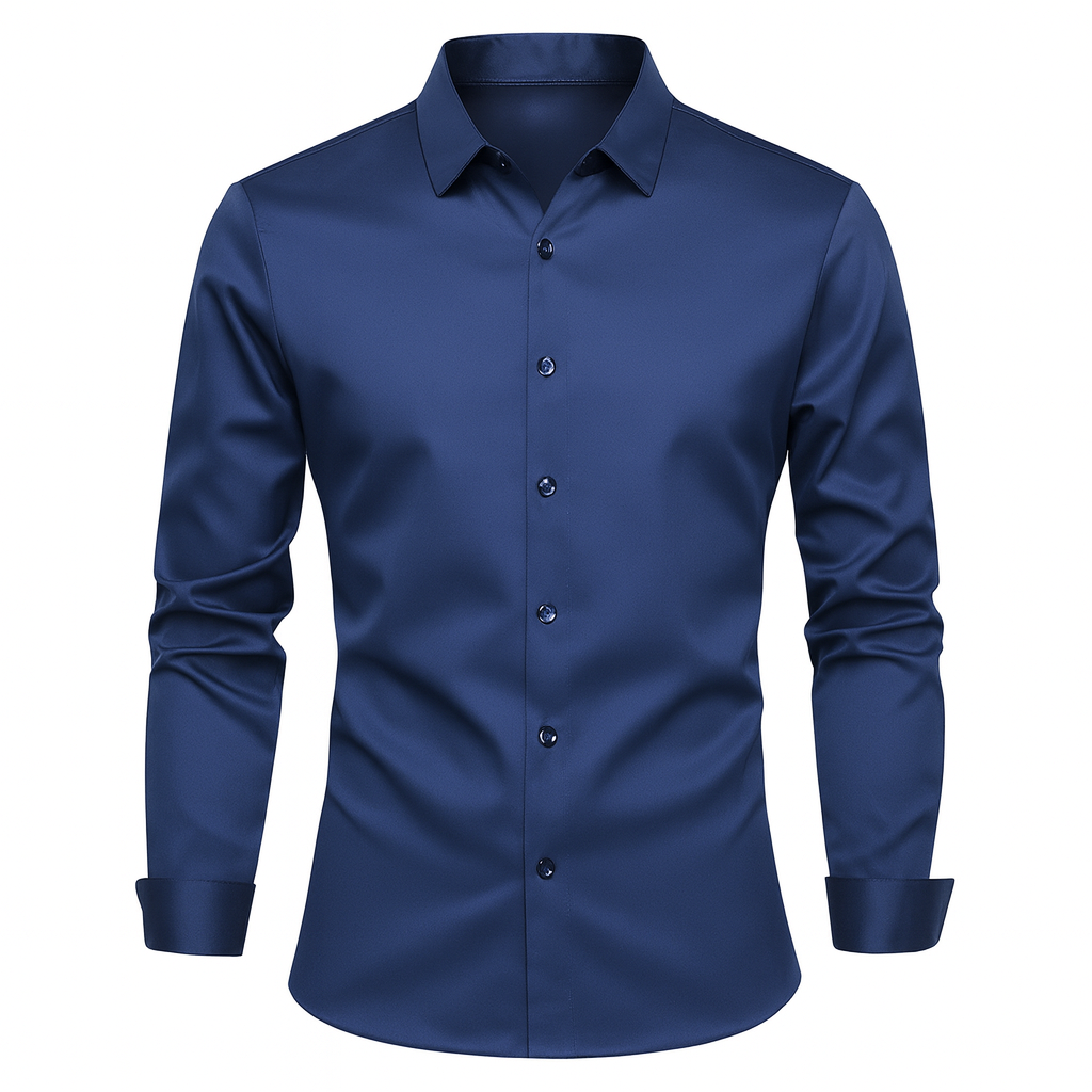 Camisa Social de Seda em Gelo Lorennzi