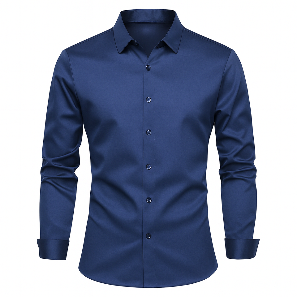 Camisa Social de Seda em Gelo Lorennzi