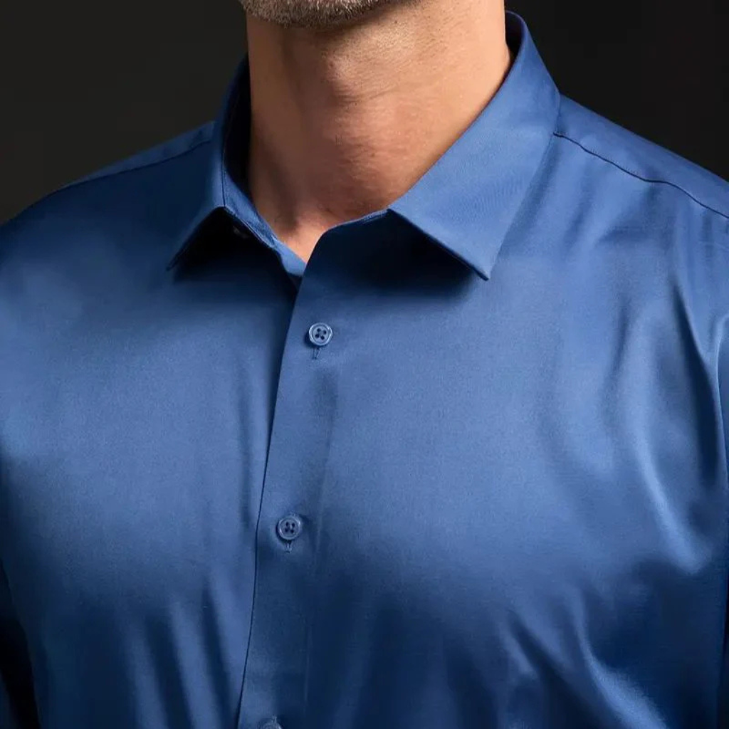 Camisa Social de Seda em Gelo Lorennzi 3