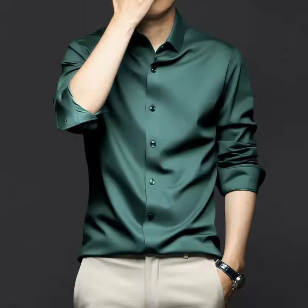 Camisa Social de Seda em Gelo Lorennzi 8