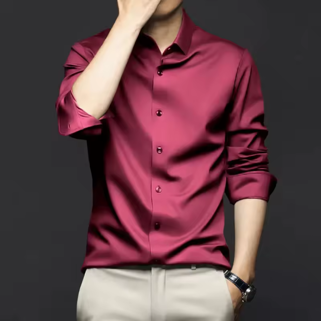 Camisa Social de Seda em Gelo Lorennzi 9