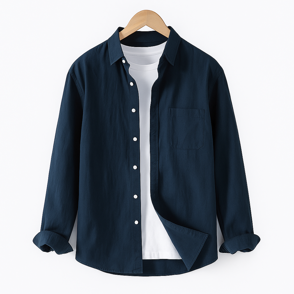 Camisa de Linho Lorennzi Blu Marino