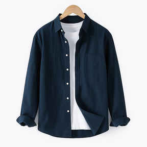 Camisa de Linho Lorennzi Blu Marino