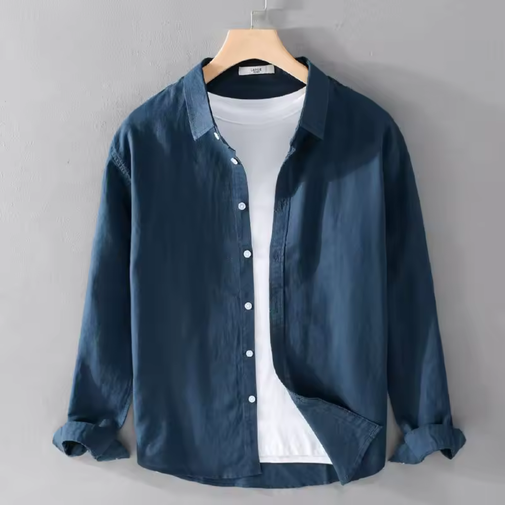 Camisa de Linho Lorennzi Blu Marino 5