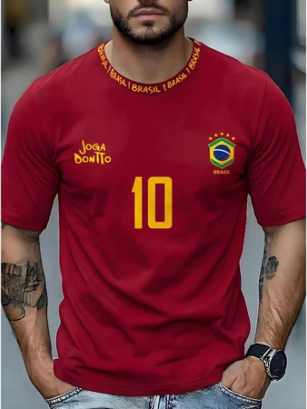 Camiseta Masculina Brasil 10 Street Wear Esportiva 100% algodão Plus Size