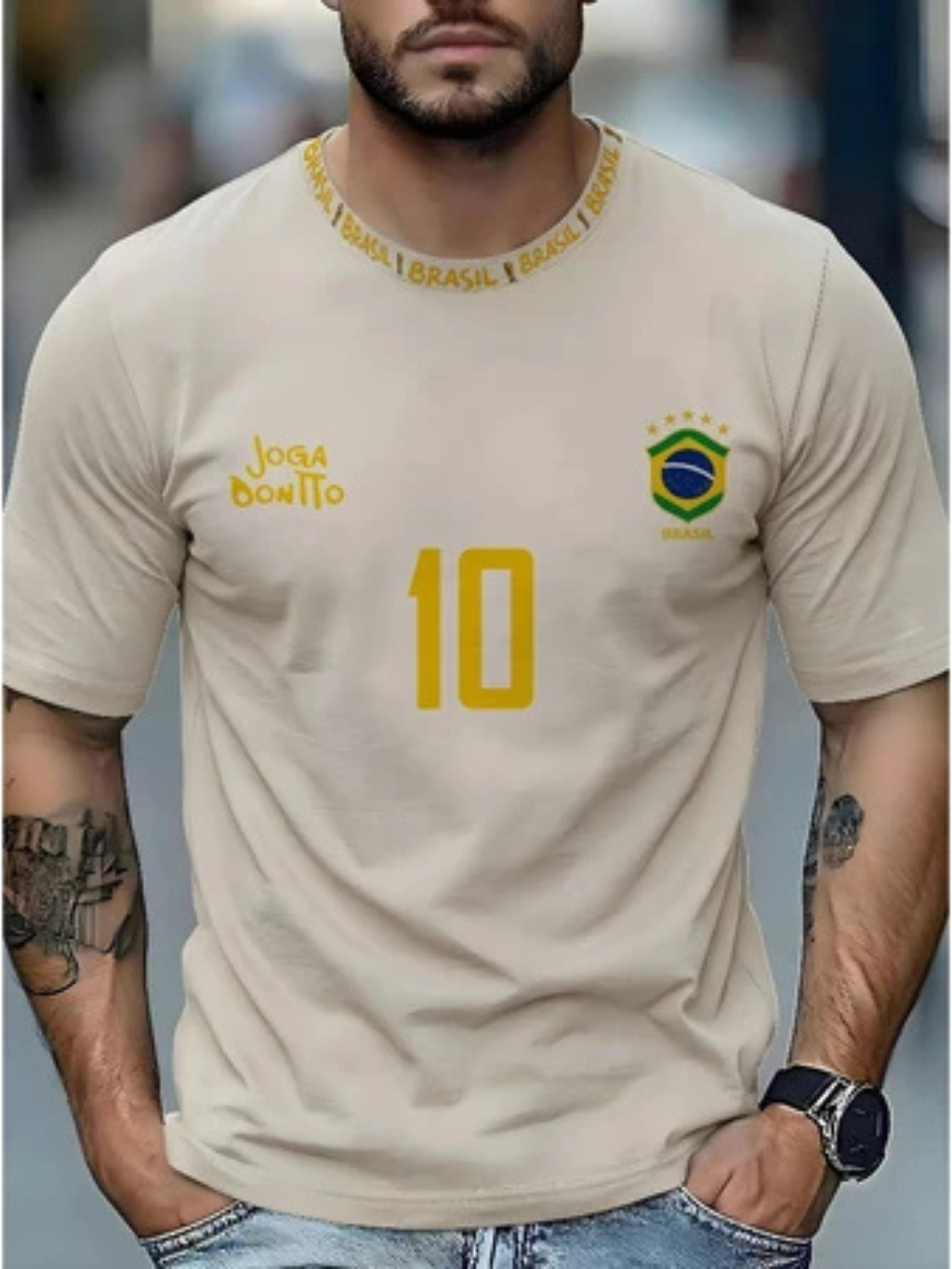 Camiseta Masculina Brasil 10 Street Wear Esportiva 100% algodão Plus Size