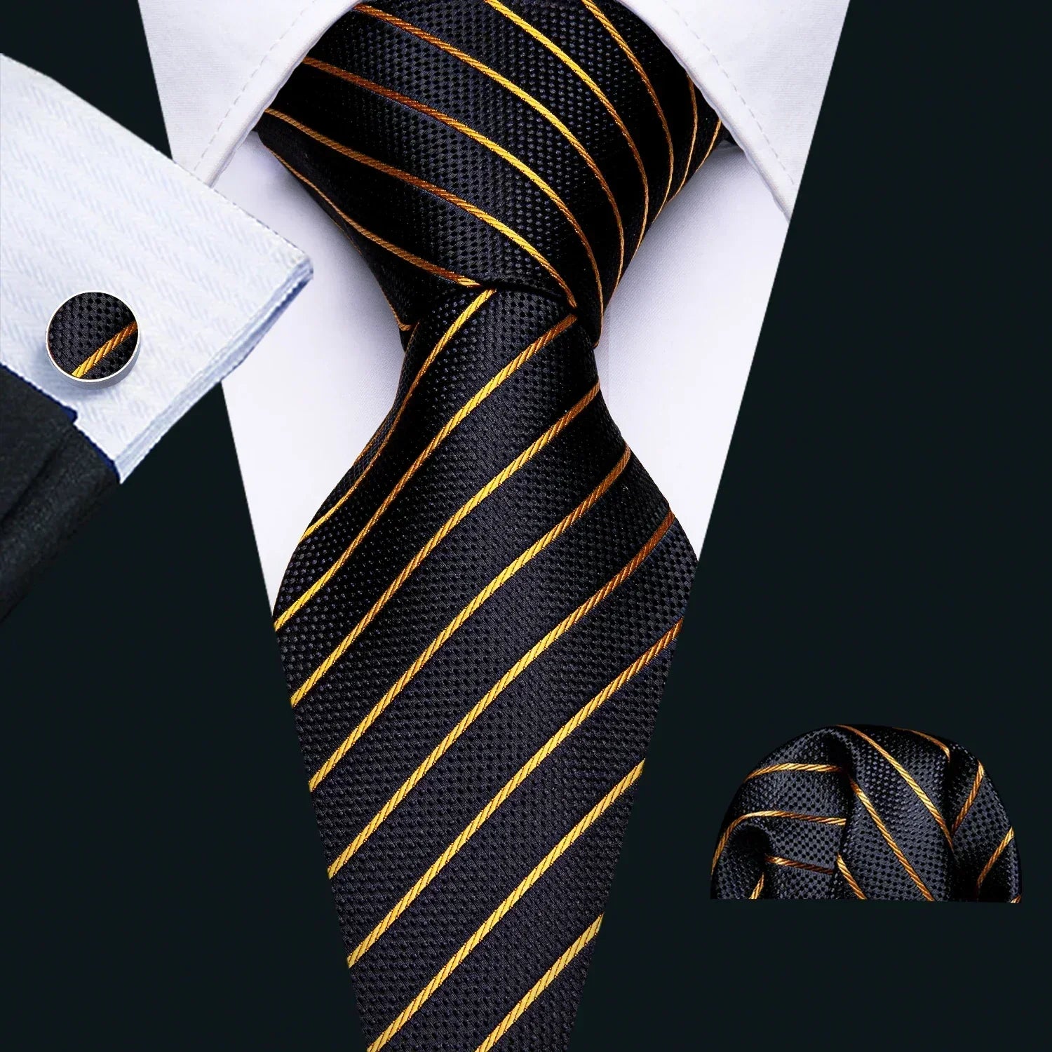 Gravata Tradicional Imperial + Lenço de Bolso + Abotoaduras 11