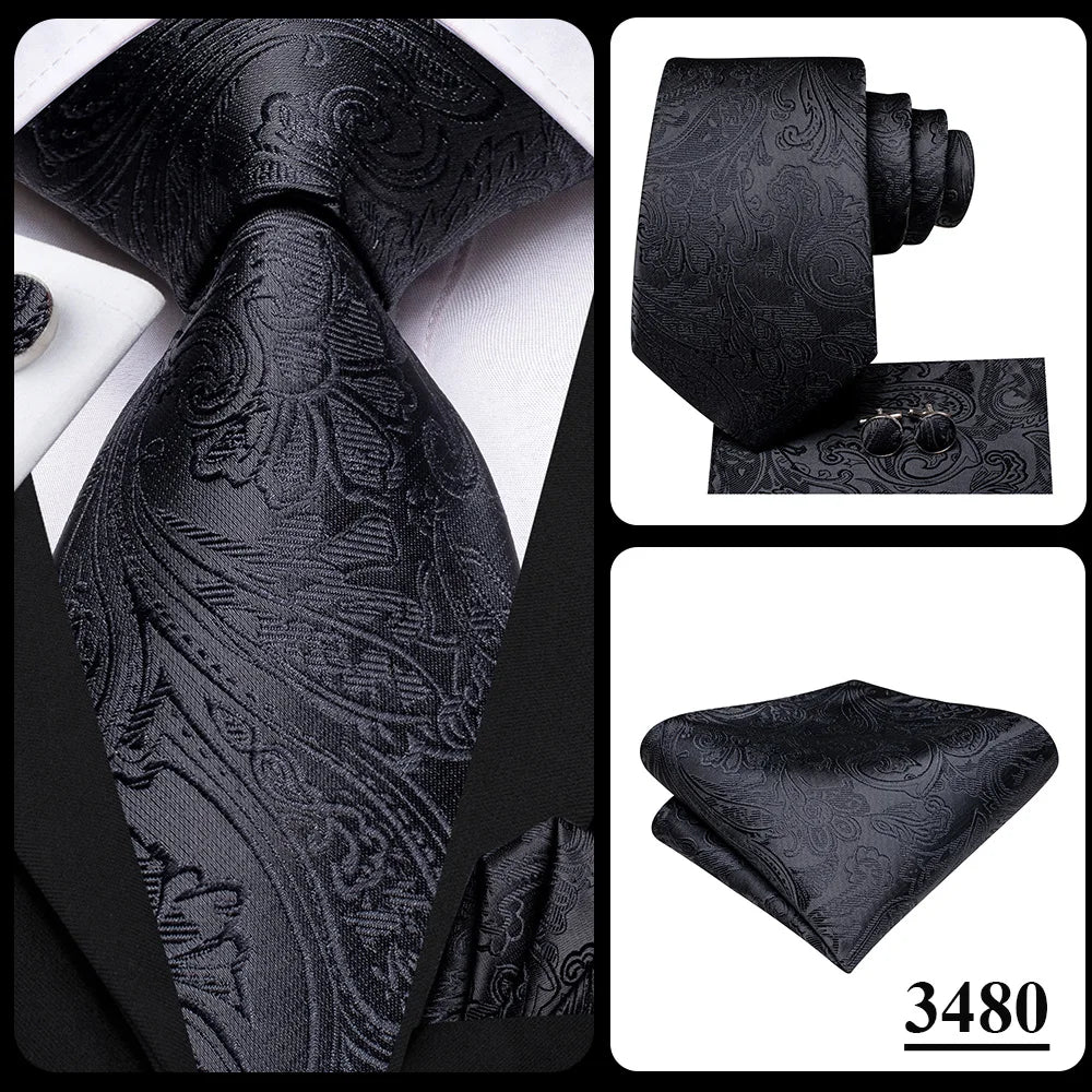Kit Gravata Tradicional de Seda com Lenço e Abotoaduras 11