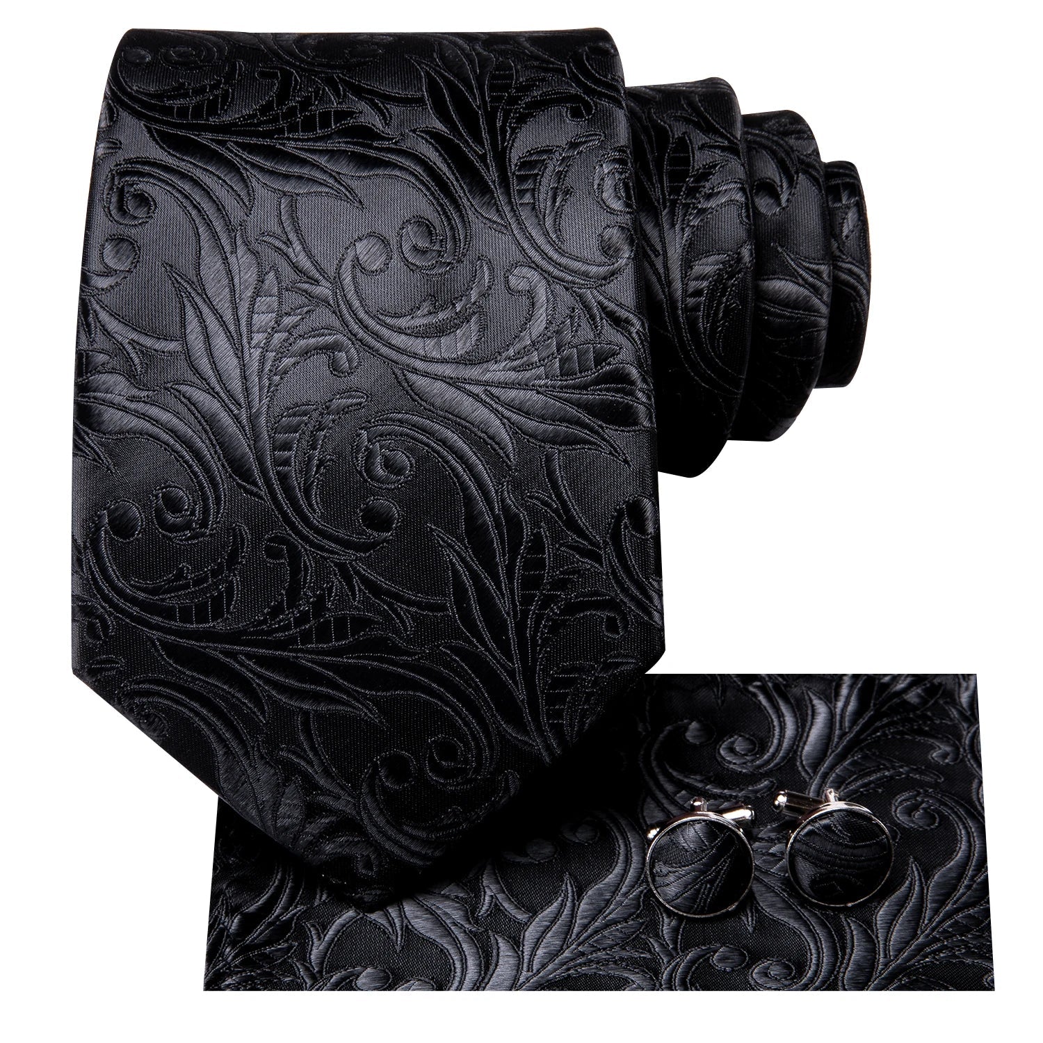 Kit Gravata Tradicional de Seda com Lenço e Abotoaduras 3