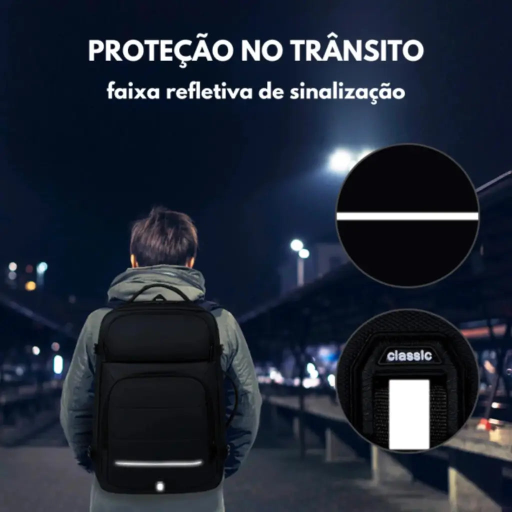 Mochila Expansível 40L Notebook 17" USB Ascend Lorennzi 9