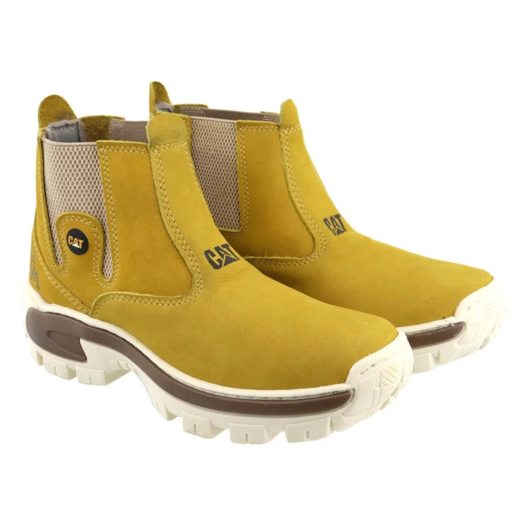 Bota Chelsea Caterpillar Adventure Masculina Preta Couro Legítimo Solado Antiderrapante