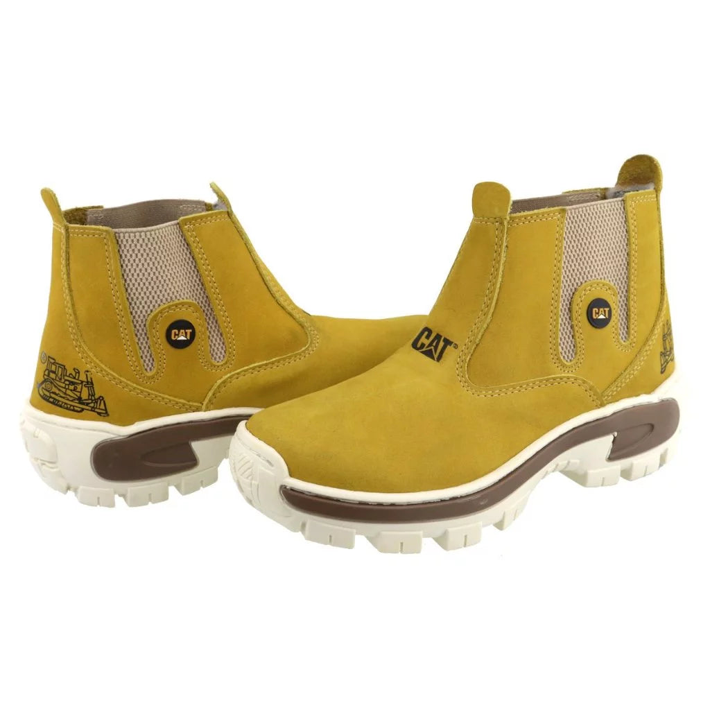 Bota Chelsea Caterpillar Adventure Masculina Preta Couro Legítimo Solado Antiderrapante