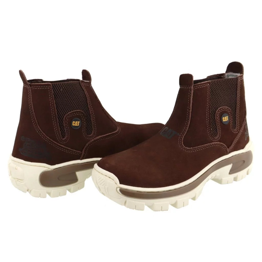 Bota Chelsea Caterpillar Adventure Masculina Preta Couro Legítimo Solado Antiderrapante