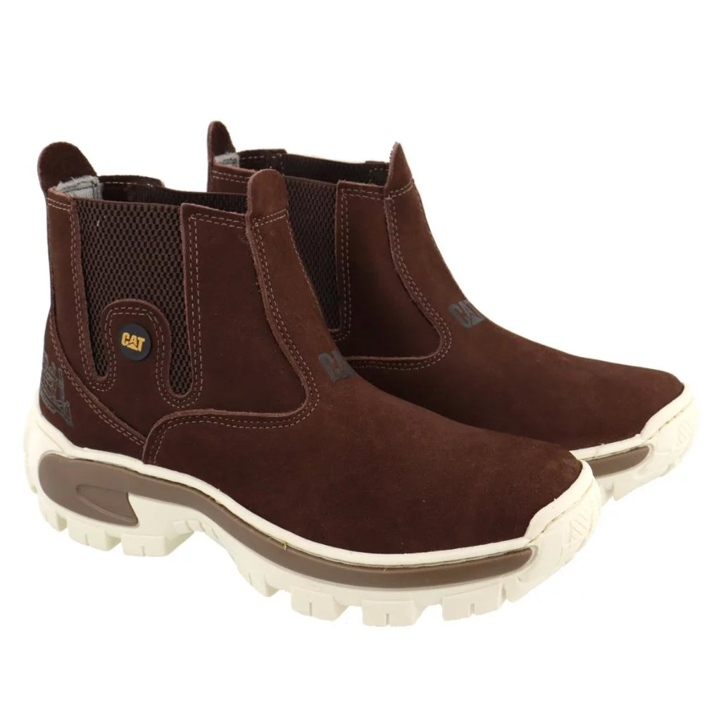 Bota Chelsea Caterpillar Adventure Masculina Preta Couro Legítimo Solado Antiderrapante