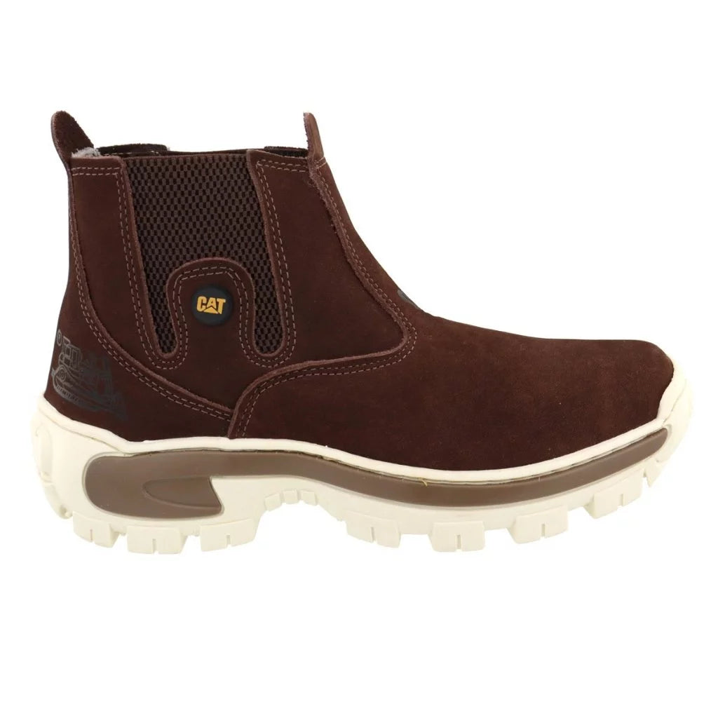 Bota Chelsea Caterpillar Adventure Masculina Preta Couro Legítimo Solado Antiderrapante