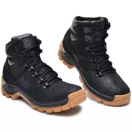 Bota Coturno Caterpillar Arizona Masculina Casual Couro Ecológico Cano Alto Solado Antiderrapante