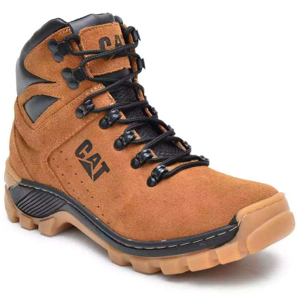 Bota Coturno Caterpillar Arizona Masculina Casual Couro Ecológico Cano Alto Solado Antiderrapante
