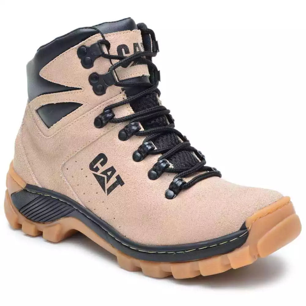 Bota Coturno Caterpillar Arizona Masculina Casual Couro Ecológico Cano Alto Solado Antiderrapante