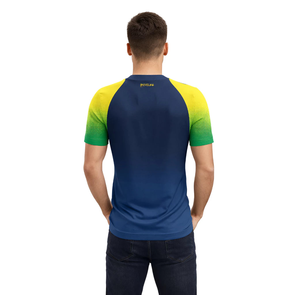 Camiseta Brasil Torcedor DryFit Premium Azul – Proteção UV FPU 50+