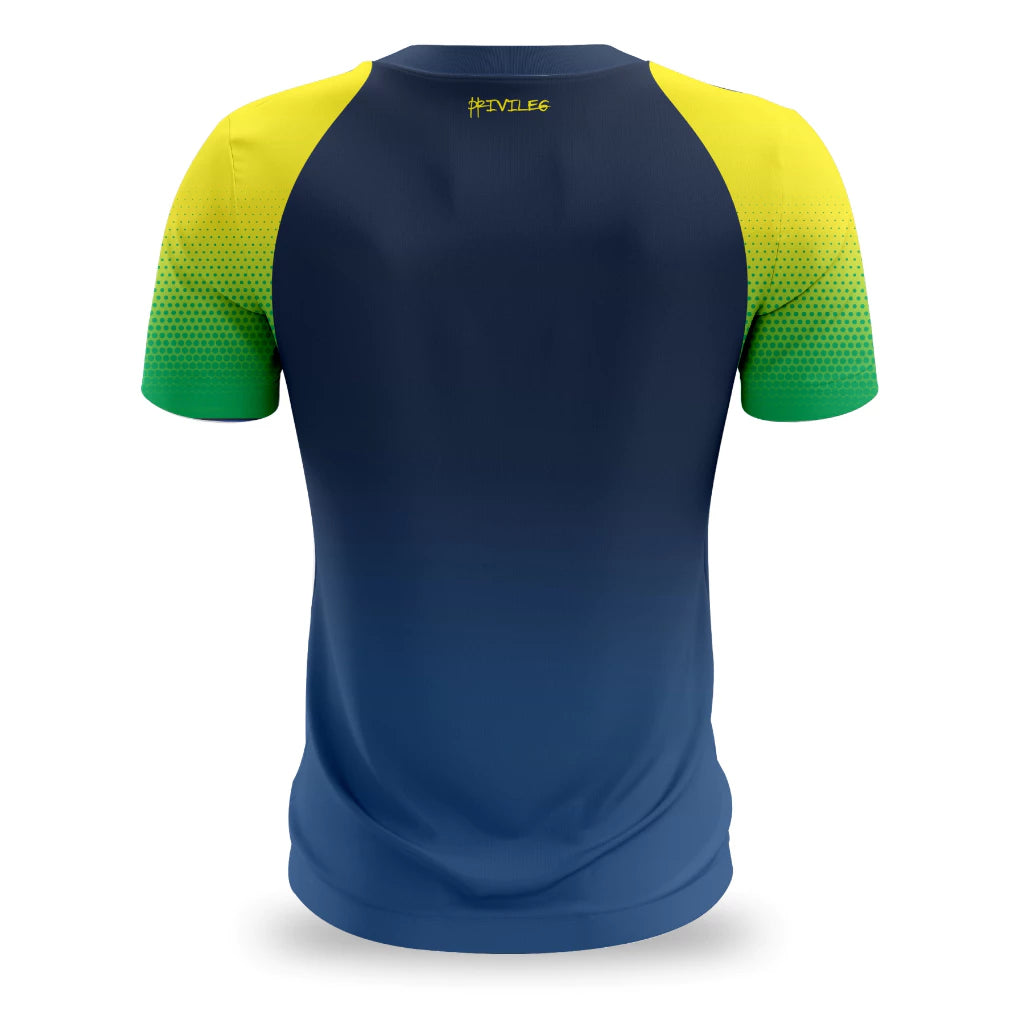 Camiseta Brasil Torcedor DryFit Premium Azul – Proteção UV FPU 50+