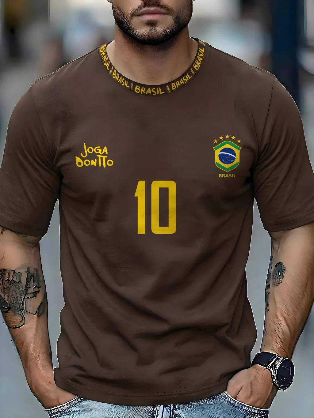 Camiseta Masculina Brasil 10 Street Wear Esportiva 100% algodão Plus Size