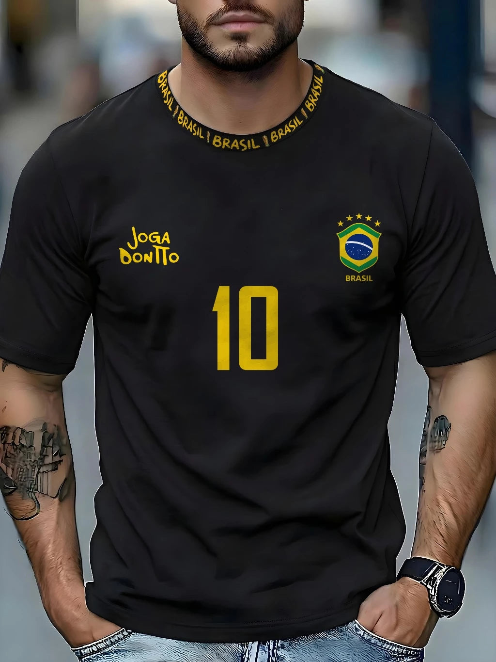 Camiseta Masculina Brasil 10 Street Wear Esportiva 100% algodão Plus Size