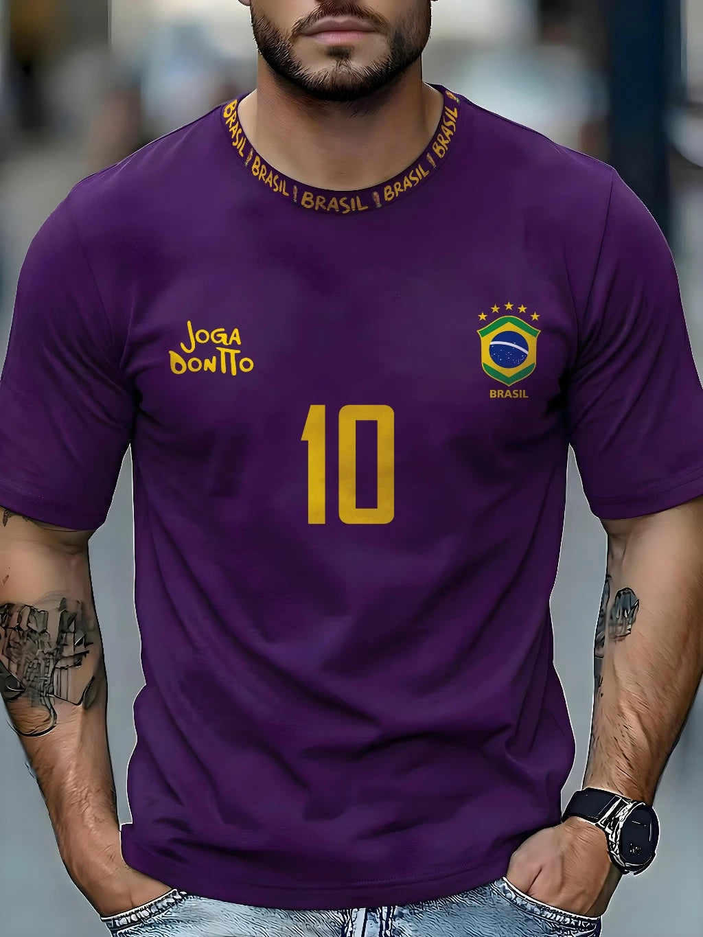 Camiseta Masculina Brasil 10 Street Wear Esportiva 100% algodão Plus Size