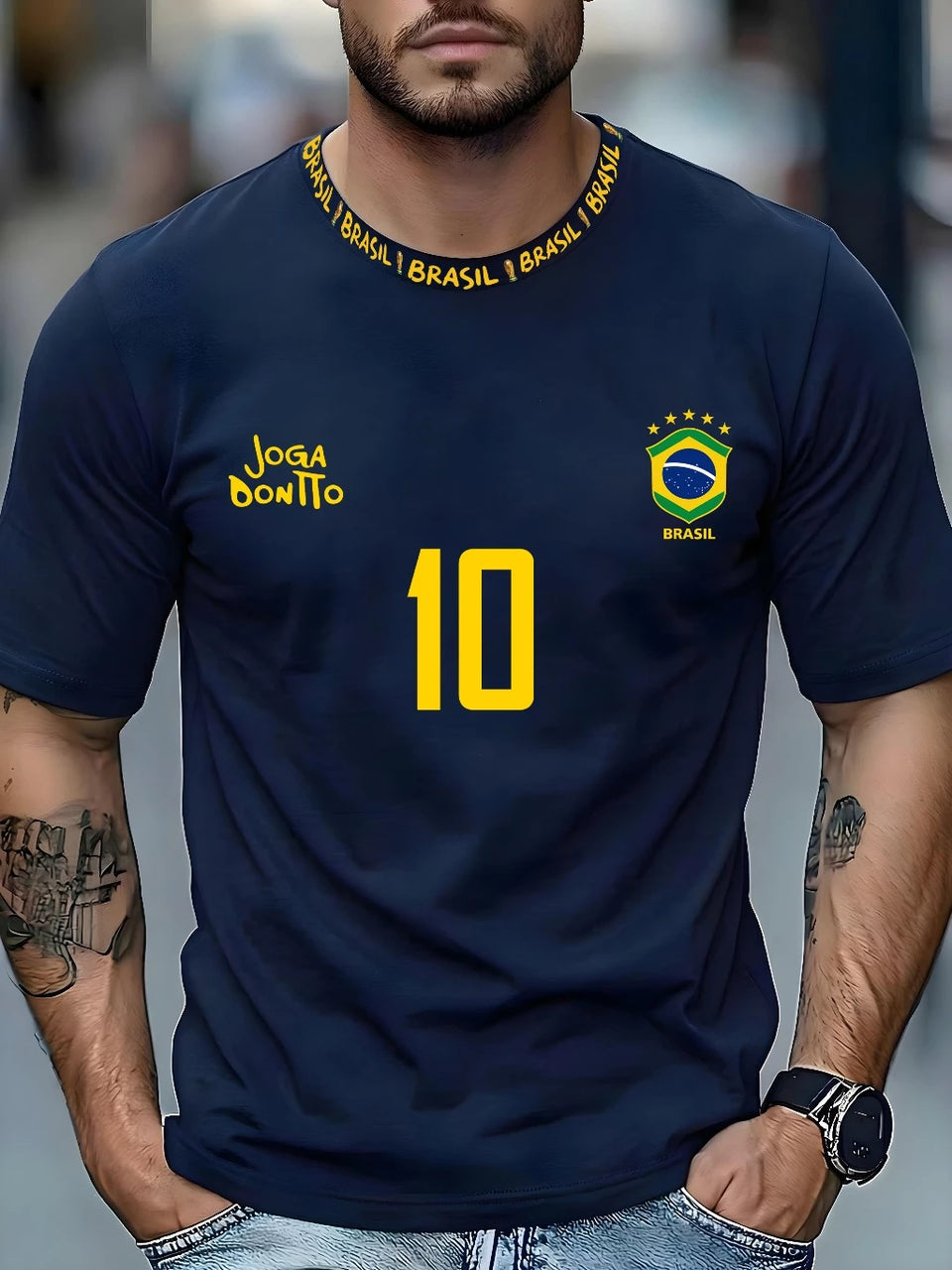Camiseta Masculina Brasil 10 Street Wear Esportiva 100% algodão Plus Size