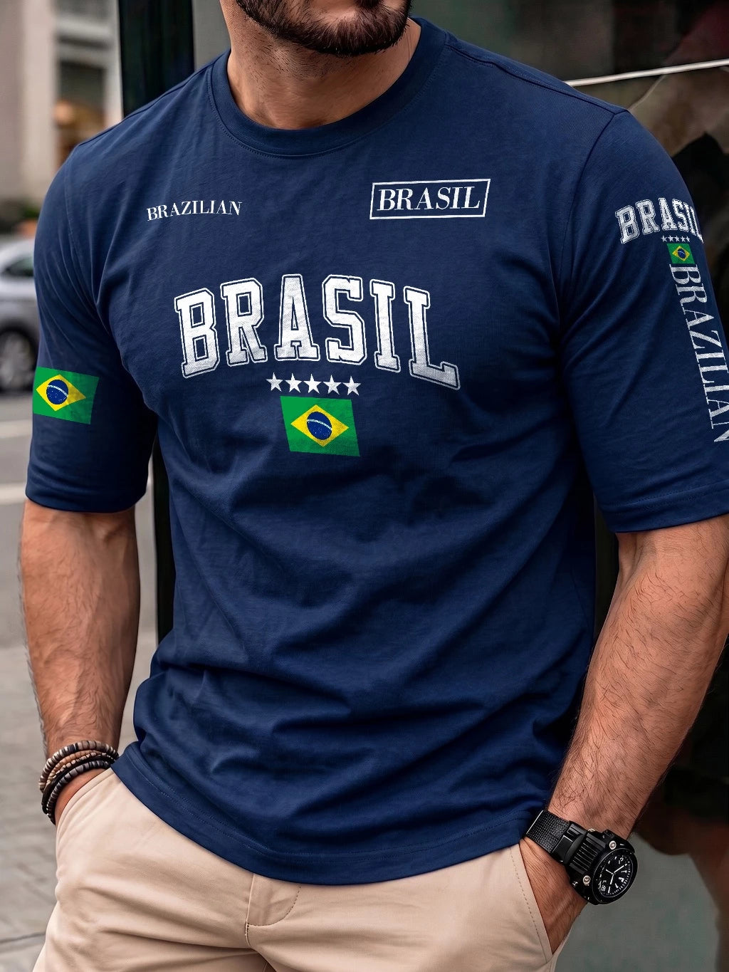Camiseta Masculina Brasil Brazilian 100% Algodão Estilo Street Wear Plus Size