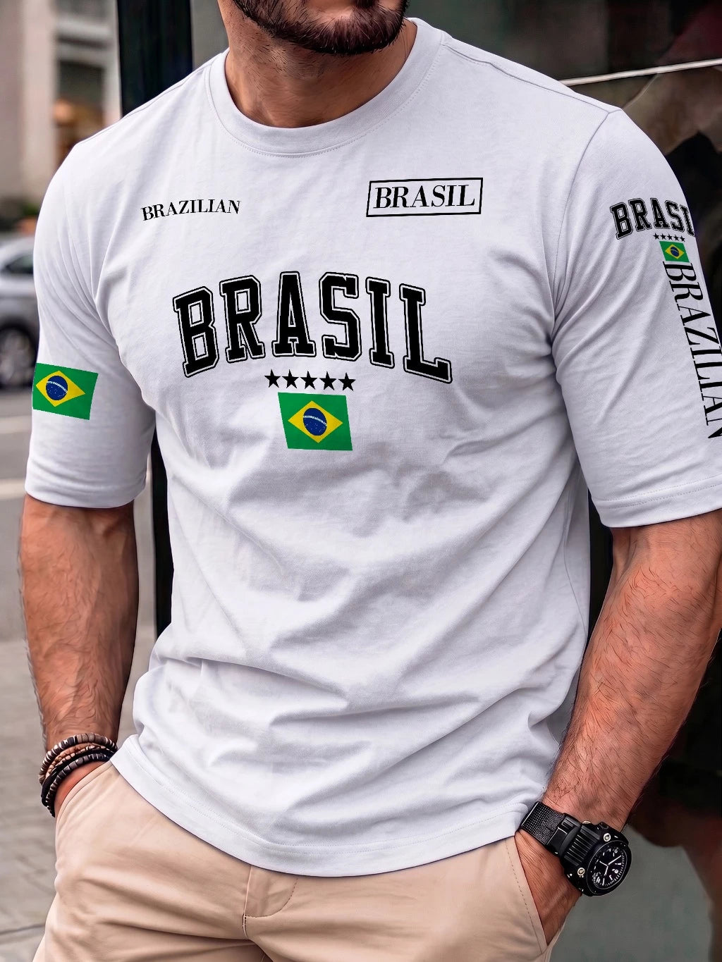 Camiseta Masculina Brasil Brazilian 100% Algodão Estilo Street Wear Plus Size