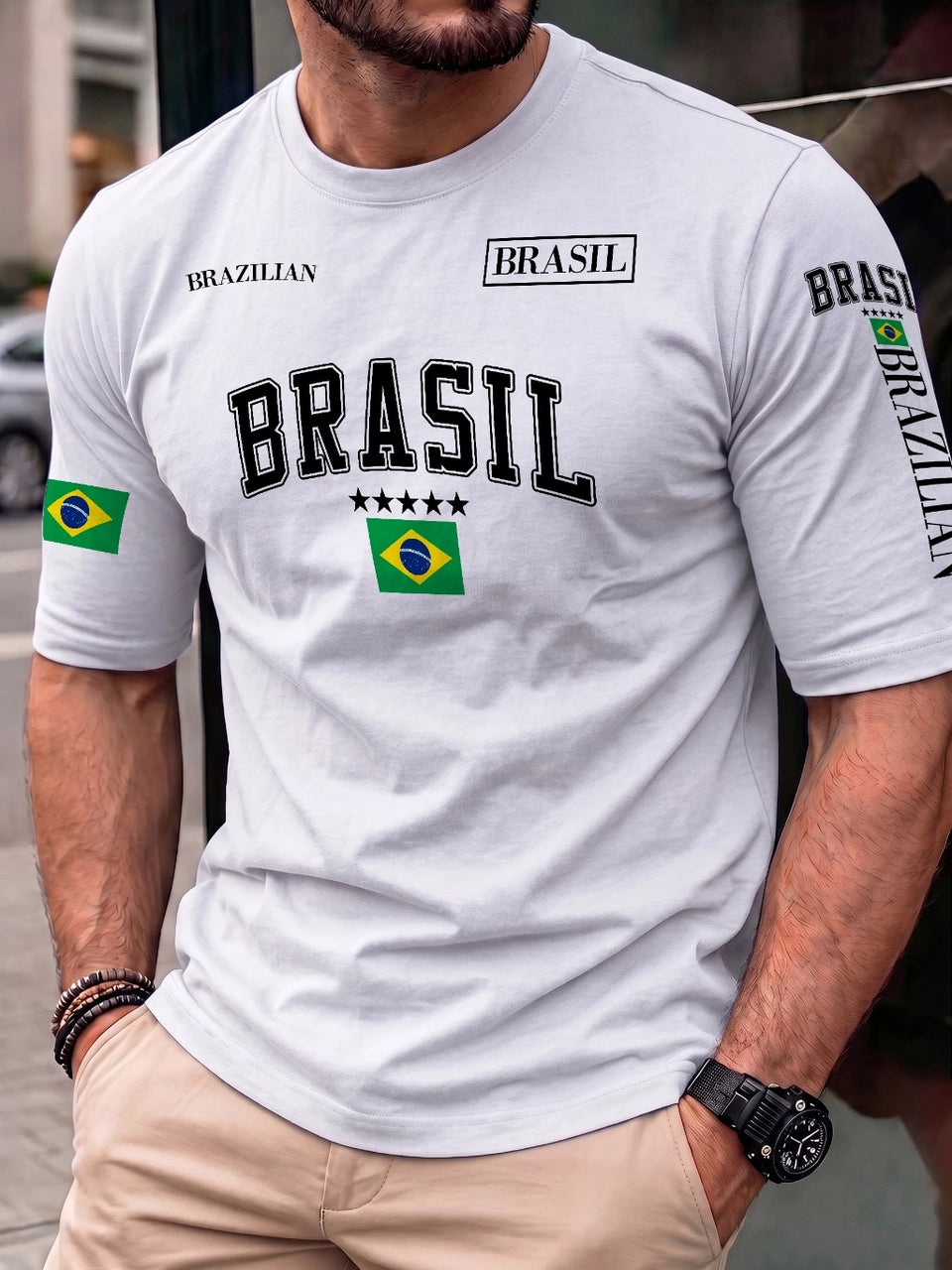 Camiseta Masculina Brasil Brazilian 100% Algodão Estilo Street Wear Plus Size