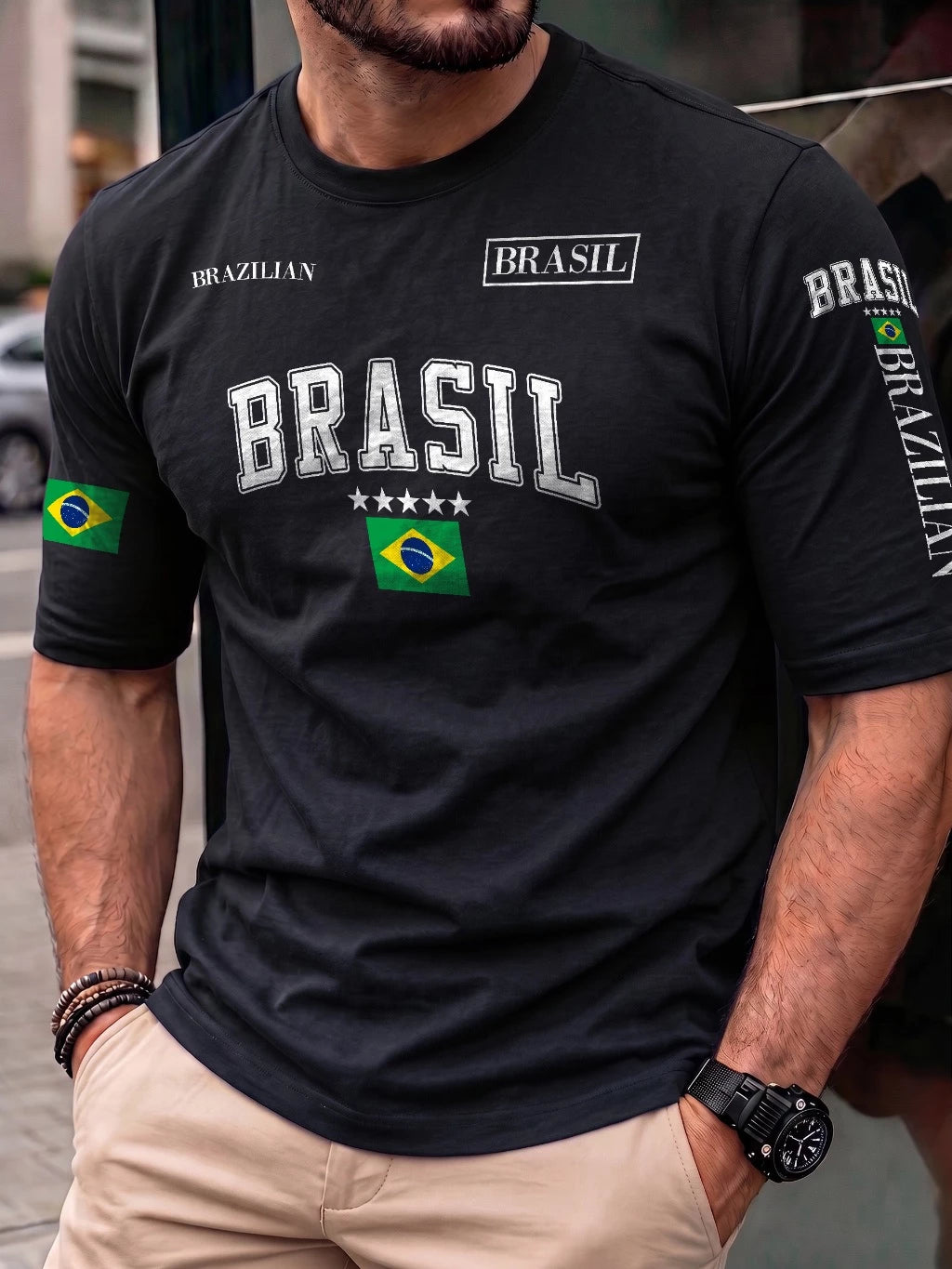 Camiseta Masculina Brasil Brazilian 100% Algodão Estilo Street Wear Plus Size