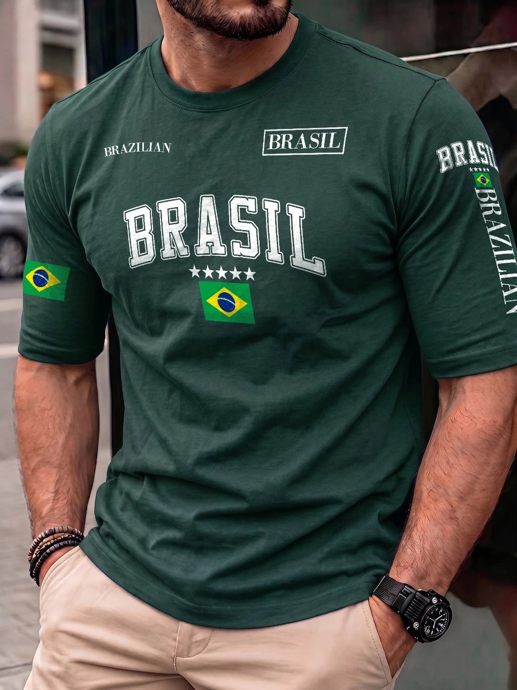 Camiseta Masculina Brasil Brazilian 100% Algodão Estilo Street Wear Plus Size