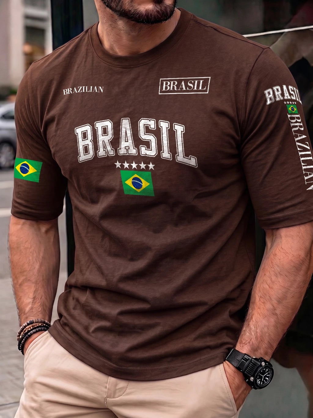 Camiseta Masculina Brasil Brazilian 100% Algodão Estilo Street Wear Plus Size